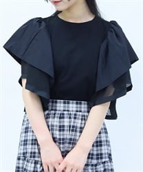 フレア袖Ｔシャツ(黒-F)