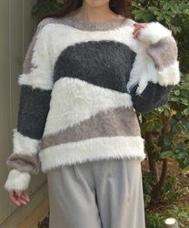 ランダム配色ニット(グレージュ-F)