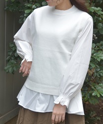 シャツレイヤードニット【WEB先行販売】(白-F)