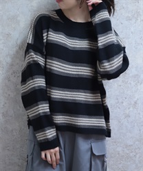 ボーダーニット【WEB先行販売】(黒-F)