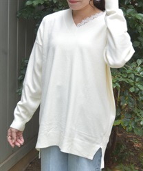 Ｖネックニット(白-F)