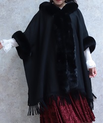 ファー付ケープ【WEB先行販売】(黒-F)