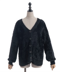 フェザーニットカーデ(黒-F)