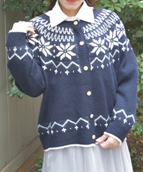 求心柄ニットカーデ(紺-F)