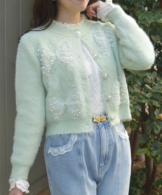 リボンニットカーディガン