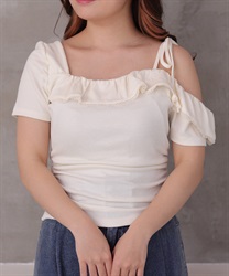 ワンショルダープルオーバー【2点10%OFF対象商品】(白-F)