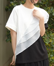 チュールフリルＴシャツ(白-F)