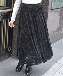 ベロアレーススカート(黒-F)