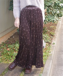 花柄ベロアスカート【期間限定価格】(茶-F)