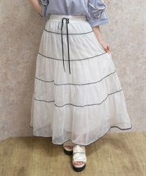 ラインチュールスカート(白-F)