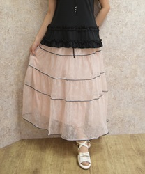 ラインチュールスカート(ピンク-F)