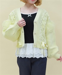 裾レースカップ付きキャミ(黒-M)