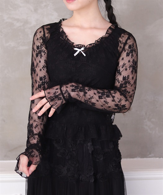 レース重ねデザイン袖プルオーバー | axes femme | axes femme