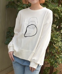 モチーフ刺繍スウェット【期間限定価格】(白-F)