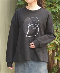 モチーフ刺繍スウェット【期間限定価格】(黒-F)
