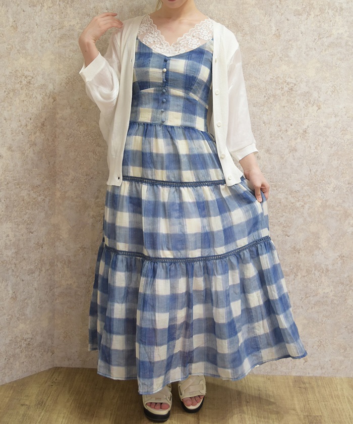 期間限定価格　インドカディ　チェックキャミワンピース TE341X11_009_LL.jpg