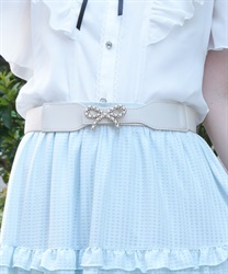 ビジューリボンゴムベルト(白-F)