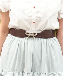 ビジューリボンゴムベルト(茶-F)