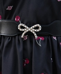 ビジューリボンゴムベルト(黒-F)