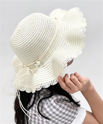 レース編み風ハット(白-F)
