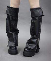 合皮レッグカバー【期間限定価格】(黒-F)