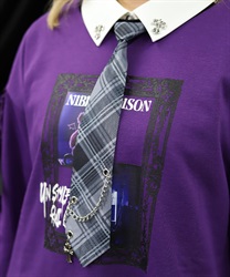 チェーン付チェックネクタイ(グレー-F)