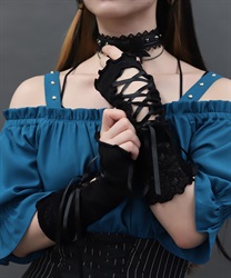 レースアップアームカバー【WEB先行販売】(黒-F)