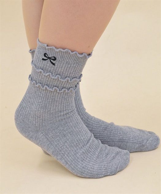 リボン刺繍ソックス