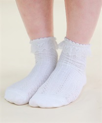 ラメ入りレースソックス【2点10%OFF対象商品】(白-F)