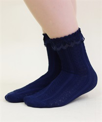 ラメ入りレースソックス【2点10%OFF対象商品】(紺-F)