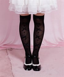 リボンシアーニーハイソックス【期間限定価格】(黒-F)