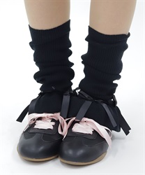 リボン付リブレッグウォーマー(黒-F)