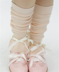 リボン付リブレッグウォーマー(ピンク-F)