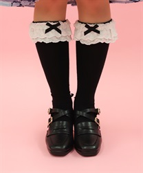 コットンレースフリルソックス(黒-F)