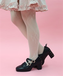 リボン柄シアータイツ【期間限定価格】(生成り-F)