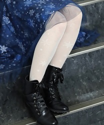 スノークリスタル柄タイツ(生成り-F)