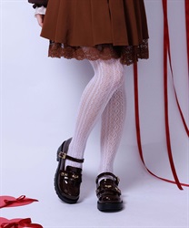 ストライプ風レースタイツ(白-F)