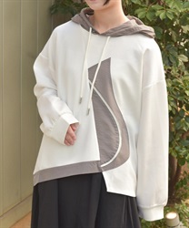 異素材切替フーディ(白-F)