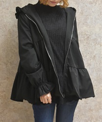 ミドル丈フードコート(黒-F)