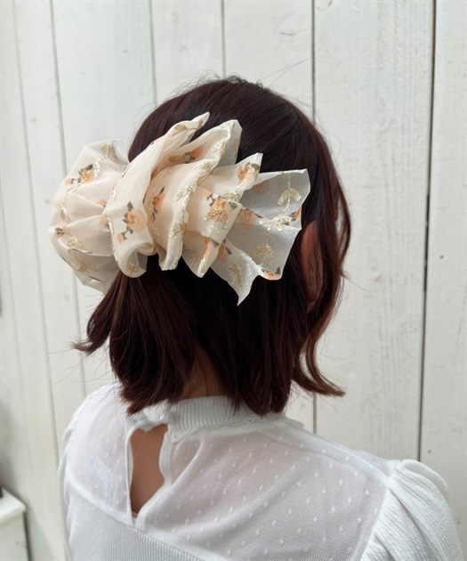 花柄リボンバレッタ