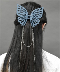 マットカラー蝶ヘアークリップ(グリーン-F)