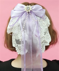レースフリル×リボンバレッタ(ラベンダー-F)
