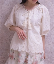 刺繍ブラウス(生成り-F)