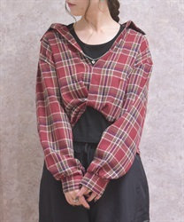 チェックレイヤードシャツ(ワイン-F)