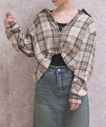 チェックレイヤードシャツ(ベージュ-F)