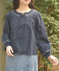 コットンブラウス(紺-F)