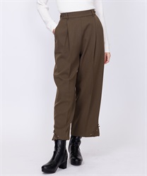 裾デザインストレートパンツ【期間限定価格】(茶-M)