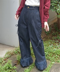 裾レースデニムストレートパンツ【WEB先行販売】(インディゴ-F)