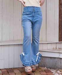 フリルハイウエストデニム【二次予約】(ブリーチ-M)