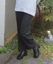 裾レースストレートパンツ(黒-M)